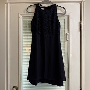 David Warren Petites Elegant Navy Blue Sleeveless Dress